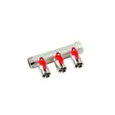 Коллектор Henco 1" с красными шаровыми 3/4"НР под евроконус 1" 3xEK14 16 18 20