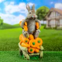 Садовая фигура Зайка Стиф на телеге 14x18x31см