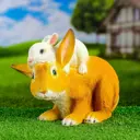 Садовая фигура Зайчик на зайчонке маленькие 26x21x17см