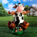 Садовая фигура "Корова с ведрами" 47 см белая