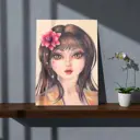 Картина без рамы Кукла С Цветком 40x60 см
