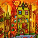 Алмазная мозаика Molly 30x30 см Город солнца (квадратные элементы, без подрамника) (17 цветов)