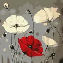 Картина по номерам Molly 30x30 см Маки на темном фоне (14 цветов)
