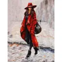 Картина по номерам Molly 30x40 см Цветной холст Девушка в красном (18 цветов)