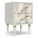 Тумба прикроватная Bogacho 40x60.50x44.50 см 2 ящика цвет белый с золотом 11638/БлГолд