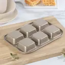 Форма для выпечки Доляна «Голд. Квадрат» 26.5×19×3 см 6 ячеек антипригарное покрытие