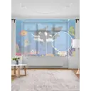 Тюль на шторной ленте для кухни Вечеринка На Морском Дне 155х180 см цвет красный