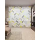 Тюль на шторной ленте для кухни Краски Зигзага 155х265 см цвет желтый