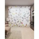 Тюль на шторной ленте для кухни Вечеринка Бабочек 155х265 см цвет желтый