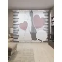 Тюль на шторной ленте для кухни Коты И Любовь 155х265 см цвет черный