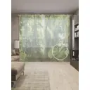 Тюль на шторной ленте для кухни Травянистый Сон 155х265 см цвет зеленый