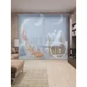 Тюль на шторной ленте для кухни Прибытие Санты 155х265 см цвет коричневый