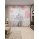 Тюль на шторной ленте для кухни Любвеобильные Коты 155х265 см цвет красный