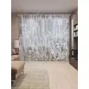 Тюль на шторной ленте для кухни Городские Небоскрёбы 155х265 см цвет серый