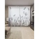 Тюль на шторной ленте для кухни Полет Стрекозы 155х265 см цвет серый