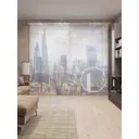 Тюль на шторной ленте для кухни Утренний Мегаполис 155х265 см цвет голубой