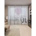 Тюль на шторной ленте для кухни Сердце На Деревянном Фоне 155х265 см цвет серый