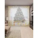 Тюль на шторной ленте для кухни Ёлка В Конфетти 155х265 см цвет желтый