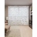 Тюль на шторной ленте для кухни Перья Зеленые 155х265 см цвет белый