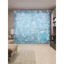 Тюль на шторной ленте для кухни Снежный Узор 155х265 см цвет голубой