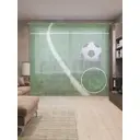 Тюль на шторной ленте для кухни Мяч У Разметки 155х265 см цвет зеленый