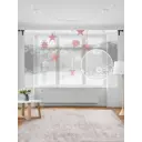 Тюль на шторной ленте для кухни Снежный Праздник 155х180 см цвет красный