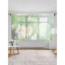 Тюль на шторной ленте для кухни Милые Ромашки 155х180 см цвет зеленый