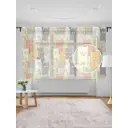 Тюль на шторной ленте для кухни Котятки 155х180 см цвет зеленый