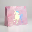 Пакет подарочный голографический Unicorn 27x23x11.5 см