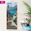 Картина по номерам 35x90 см цветной холст Панно. Италия. Озеро Комо (36 цветов)