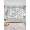 Тюль на шторной ленте для кухни Тропики 155х180 см цвет зеленый