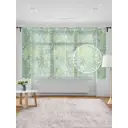 Тюль на шторной ленте для кухни Листья Папоротника И Пальмы 155х180 см цвет зеленый