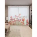 Тюль на шторной ленте Цветочный Холм 155х265 см цвет красный