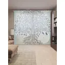 Тюль на шторной ленте Заполоняющее дерево 310х265 см рисунок растительный цвет черный