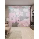 Тюль на шторной ленте Романтический пруд 310х265 см рисунок растительный цвет розовый