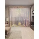 Тюль на шторной ленте Тихая аллея 310х265 см рисунок природный цвет коричневый