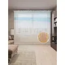 Тюль на шторной ленте Песчаная ракушка 310х265 см рисунок природный цвет голубой