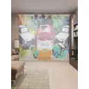 Тюль на шторной ленте Авто вечеринка 310х265 см цвет оранжевый