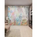 Тюль на шторной ленте Хаотический раскрас 310х265 см рисунок вензель цвет коричневый