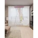 Тюль на шторной ленте Океанская медуза 310х265 см рисунок природный цвет розовый