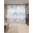 Тюль на шторной ленте Переменчивые стрелки 310х265 см цвет синий