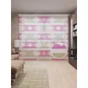 Тюль на шторной ленте Полосы с волнистыми узорами 310х265 см цвет розовый