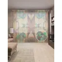 Тюль на шторной ленте Цветочное зрение 310х265 см цвет оранжевый