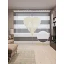 Тюль на шторной ленте Сердце и полоски 310х265 см цвет черный
