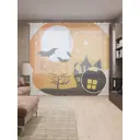 Тюль на шторной ленте Хэллоуинский вечер 310х265 см цвет оранжевый