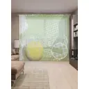 Тюль на шторной ленте Теннисная ракетка и мяч 310х265 см цвет зеленый