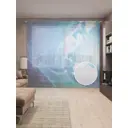 Тюль на шторной ленте Современная земля 310х265 см цвет голубой