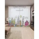 Тюль на шторной ленте Мы принадлежим нью йорк 310х265 см рисунок природный цвет розовый