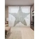 Тюль на шторной ленте Камуфляжная звезда 310х265 см цвет хаки