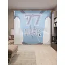 Тюль на шторной ленте Футболка Марк 77 310х265 см цвет голубой